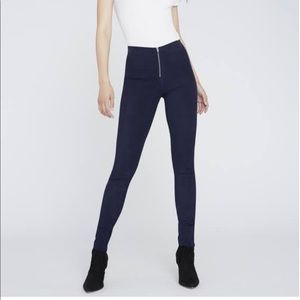 Alice + Olivia Zip Front Suede Blue Jeans